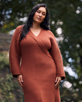 Better-Than-Wool Faux Wrap Dress - Cognac