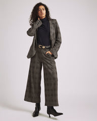 Cropped Wide Leg Ponte Pants - British Plaid