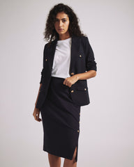 Anya Uniform Ponte Skirt - Navy with Gold Buttons
