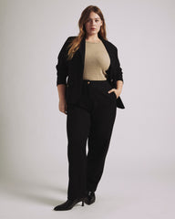 Audrey Relaxed Uniform Ponte Workpant - Black with Gold Buttons