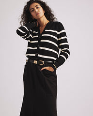 Better-Than-Wool Cardigan - Black/Cream Stripe
