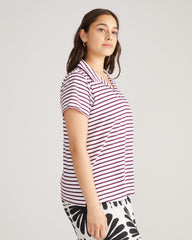 Cecile Breton Stripe Polo - White/Gamay Stripe