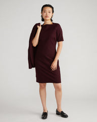 Envelope Neck Ponte Dress - Black Cherry
