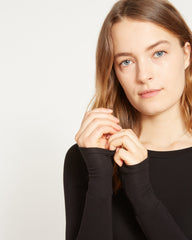 Cloud Rib Long Sleeve Crew Neck Tee - Black