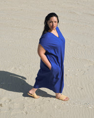 Cabana Linen Blend Kaftan - Ultramarine