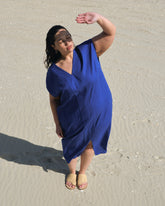 Cabana Linen Blend Kaftan - Ultramarine