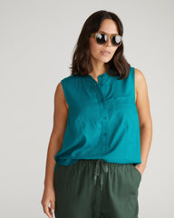 Cameo Sleeveless Linen Blend Tunic - Aurora