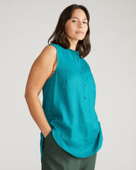 Cameo Sleeveless Linen Blend Tunic - Aurora