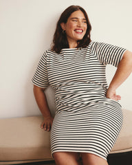 Belle Breton Stripe Jersey Dress - Ecru/Black Stripe