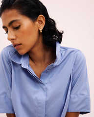 Elbe Stretch Poplin Short Sleeve Shirt - Soft Blue
