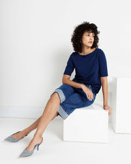 Bella Boatneck Tee - Pageant Blue