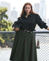 Aleya Pleated Ponte Skirt - Kombu Green