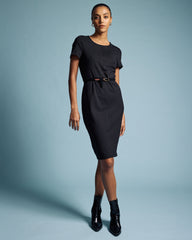 Executive Ponte Dress - Slate Pinstripe