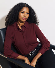 Elbe Popover Liquid Jersey Shirt Classic Fit - Deep Red