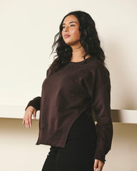 Fiona Side Slit Sweatshirt - Deep Brown