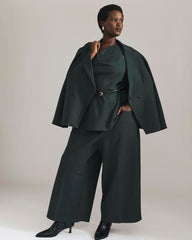 Cropped Wide Leg Ponte Pants - Green Gemstone