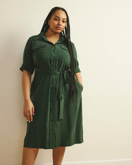 Cooling Stretch Cupro Savannah Dress - Forest Green