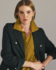 4 Pocket Ponte Blazer - Green Gemstone with Gold Buttons