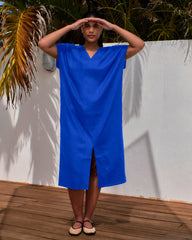 Cabana Linen Blend Kaftan - Ultramarine