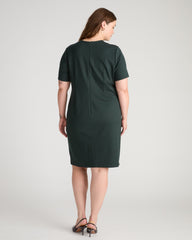 Envelope Neck Ponte Dress - Green Gemstone