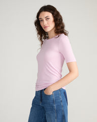 Cloud Rib Short Sleeve Crew Neck Tee - Pink Dreams