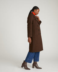 Callaghan Wool Blend Coat - Black/Brown Herringbone