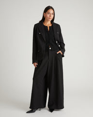 4 Pocket Ponte Blazer - Black Tweed with Silver Buttons