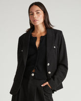 4 Pocket Ponte Blazer - Black Tweed with Silver Buttons