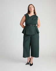 Cropped Wide Leg Ponte Pants - Green Gemstone