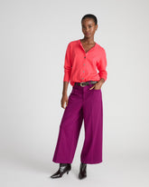 Cropped Wide Leg Ponte Pants - Plum Caspia