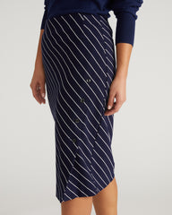 Anya Ponte Skirt - Navy Pinstripe