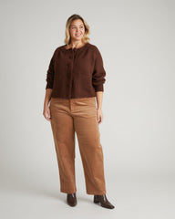 Beverly Brushed Wool Blend Cardigan - Coffee