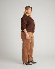 Beverly Brushed Wool Blend Cardigan - Coffee