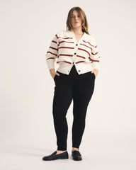 Better-Than-Wool Cardigan - Cream/Red Stripe