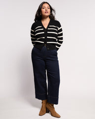 Better-Than-Wool Cardigan - Black/Cream Stripe