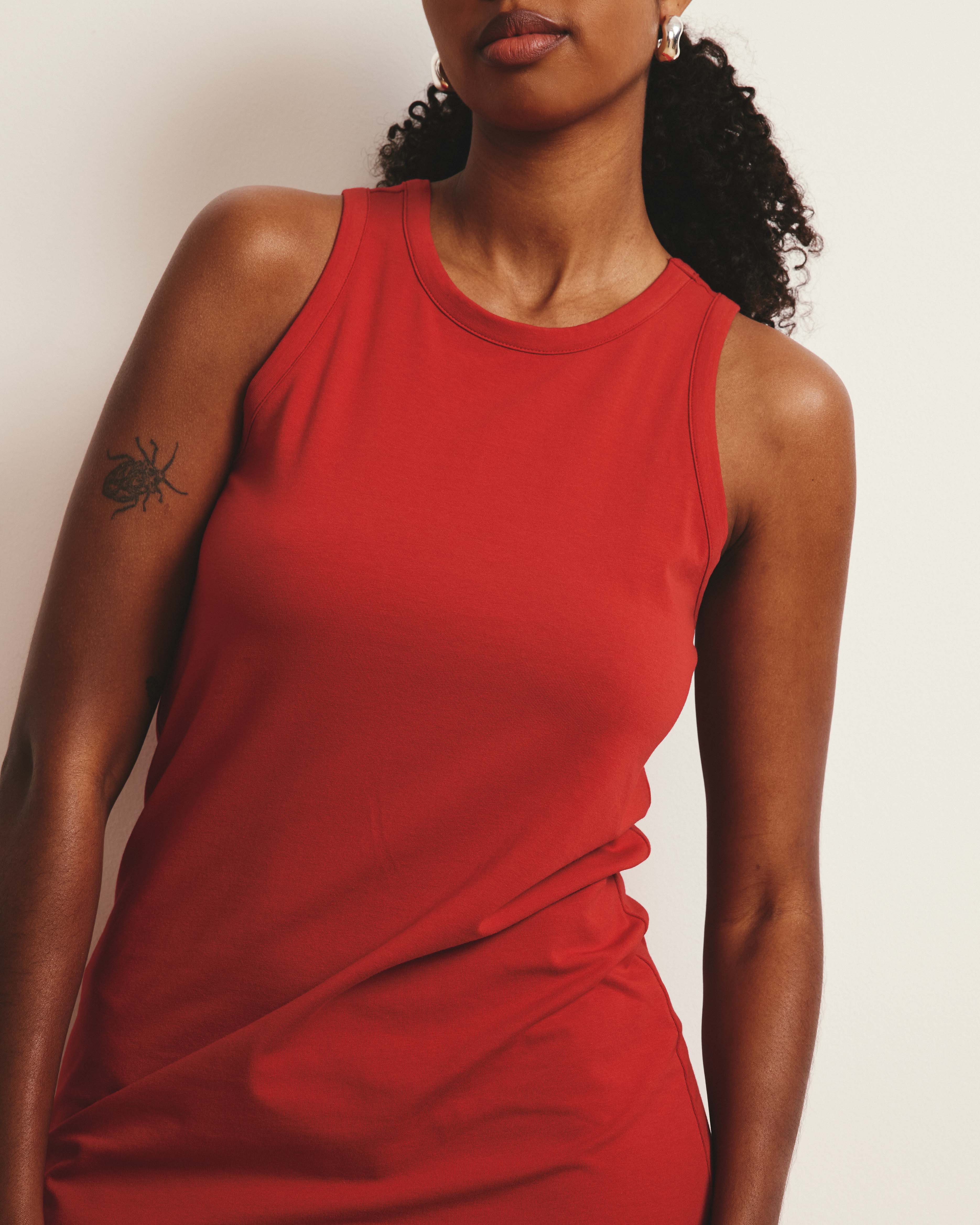 Cai High Neck Tank Dress - Ruby Red