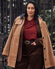 Cortland Stretch Corduroy Trench Coat - Classic Camel