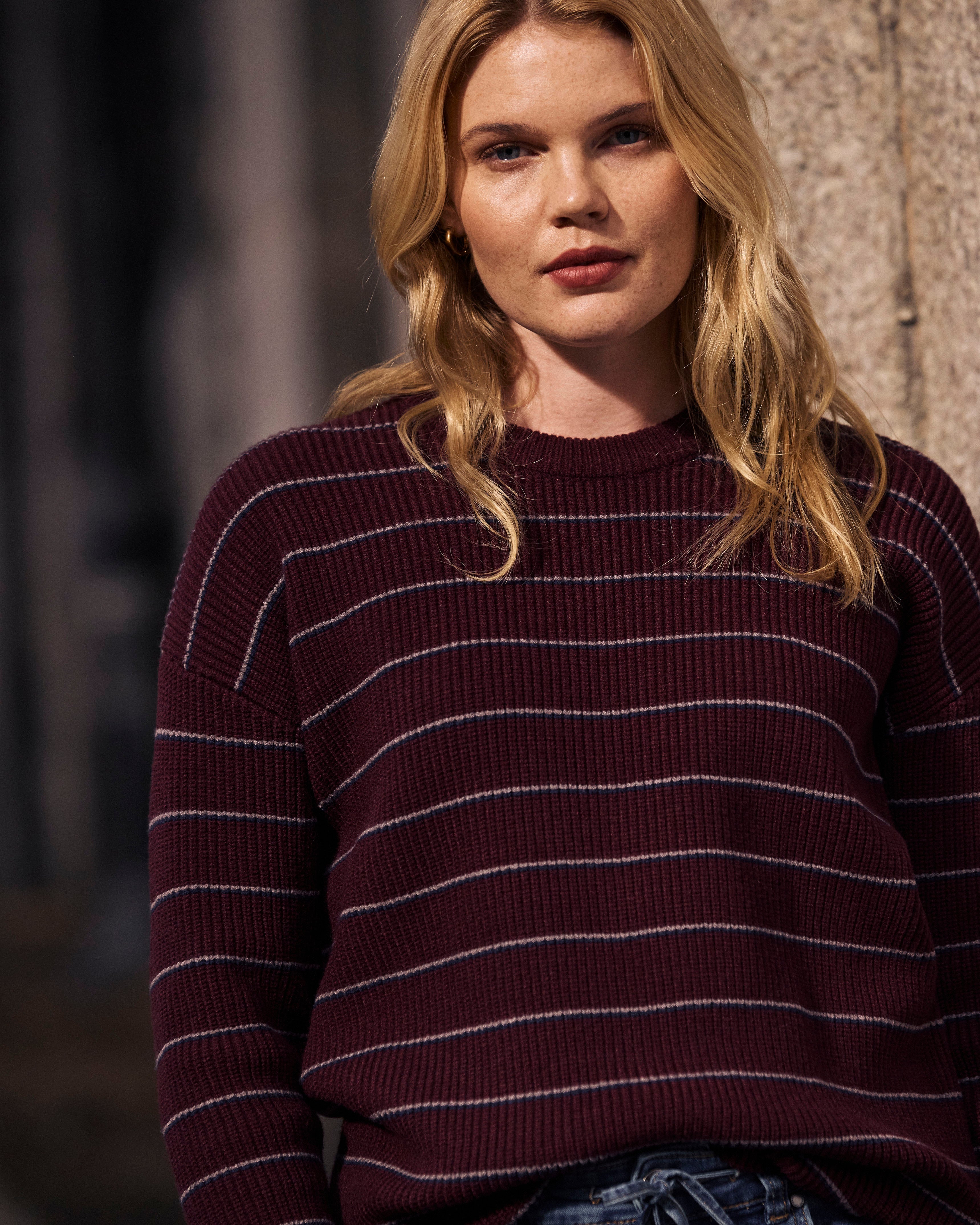 Bruno Sweater - Burgundy/Silver Microstripe