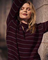 Bruno Sweater - Burgundy/Silver Microstripe