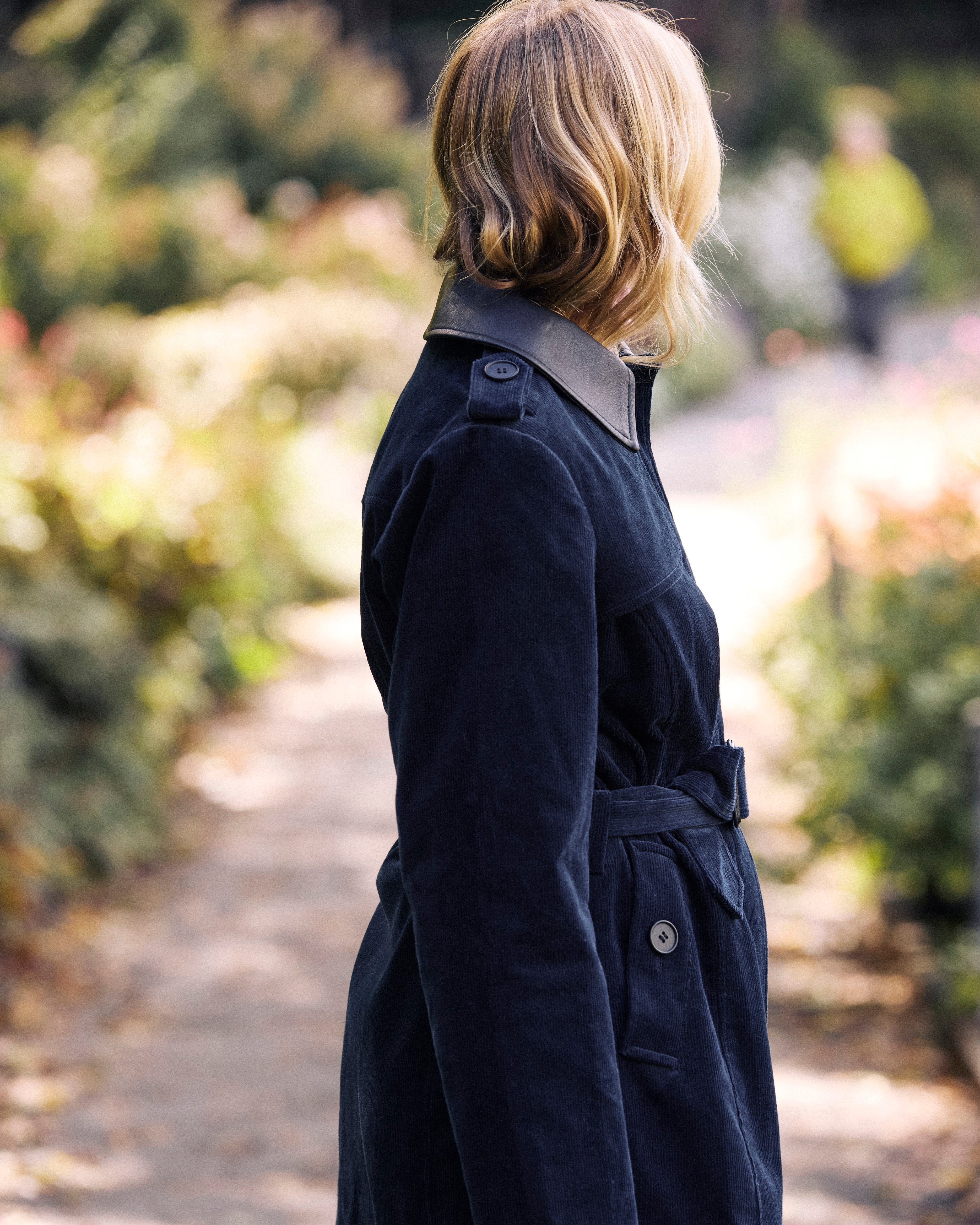 Cortland Stretch Corduroy Trench Coat - Navy at Night