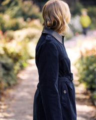 Cortland Stretch Corduroy Trench Coat - Navy at Night