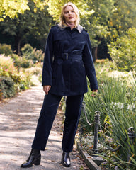 Cortland Stretch Corduroy Trench Coat - Navy at Night