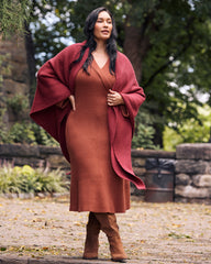 Better-Than-Wool Knitted Wrap - Red Plum