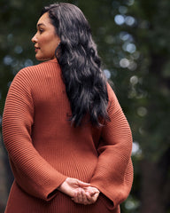 Better-Than-Wool Faux Wrap Dress - Cognac