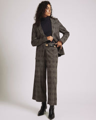 Cropped Wide Leg Ponte Pants - British Plaid