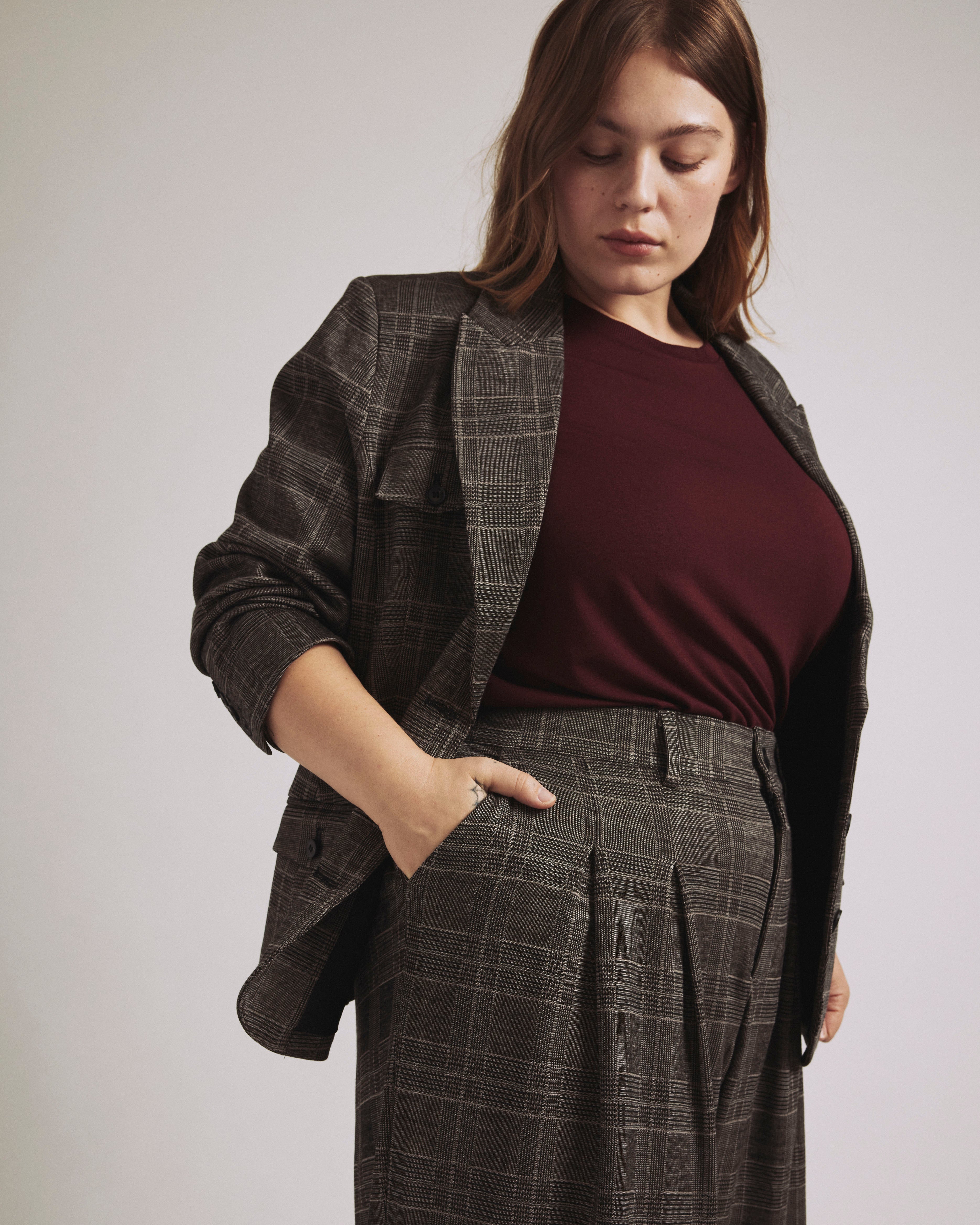 4 Pocket Ponte Blazer - British Plaid