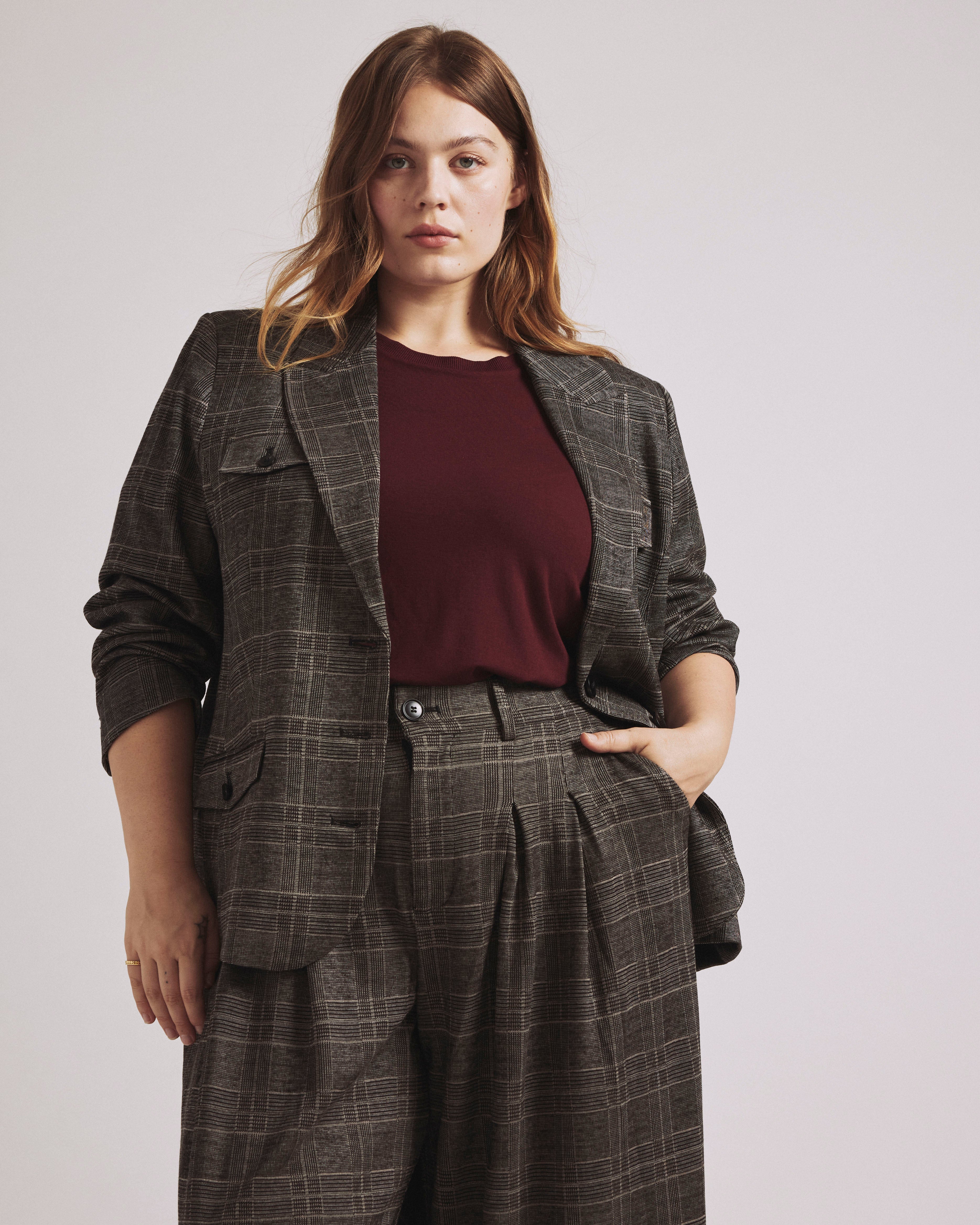 4 Pocket Ponte Blazer - British Plaid