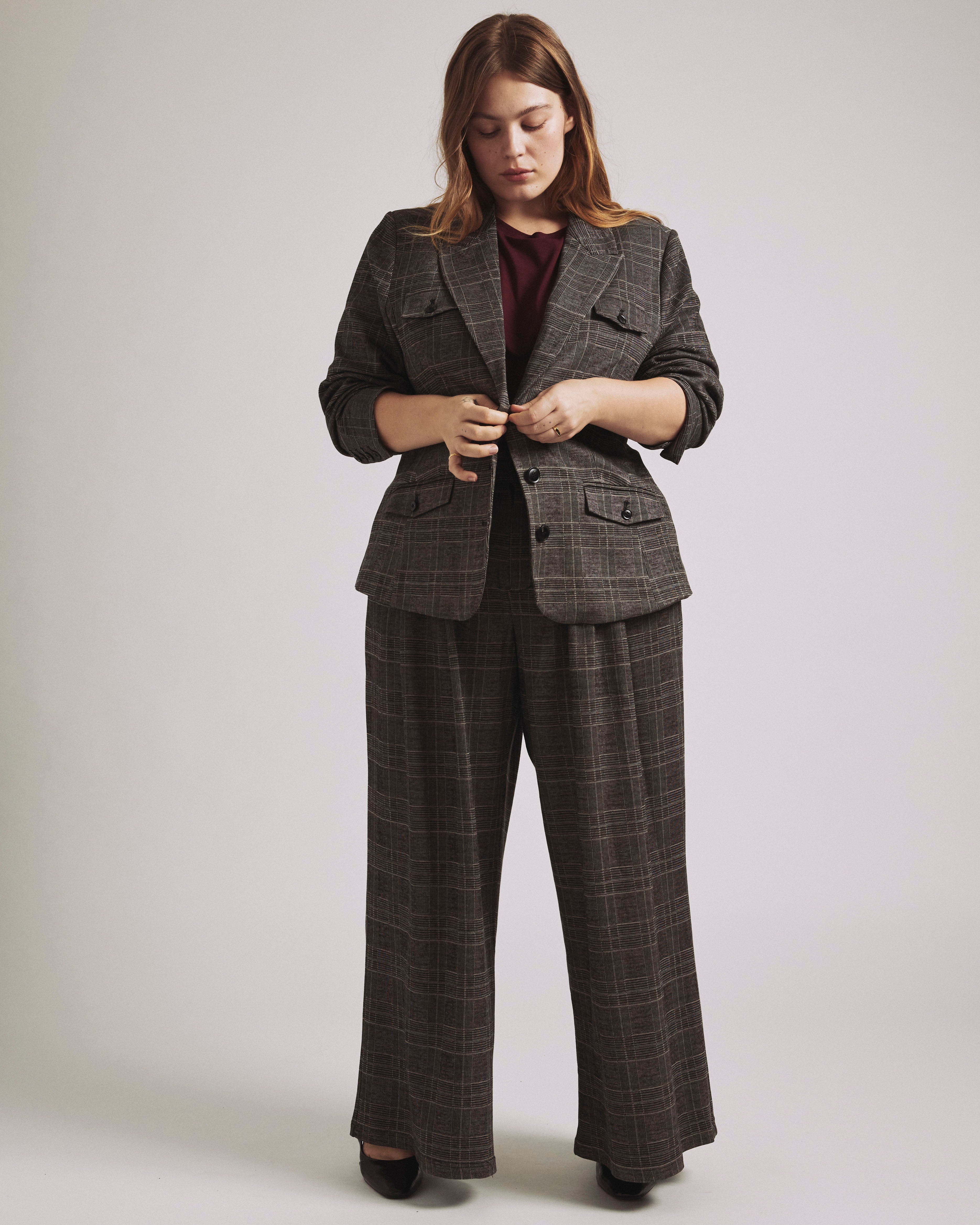 4 Pocket Ponte Blazer - British Plaid
