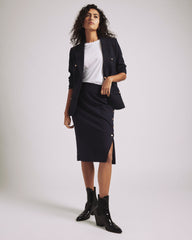 Anya Uniform Ponte Skirt - Navy with Gold Buttons