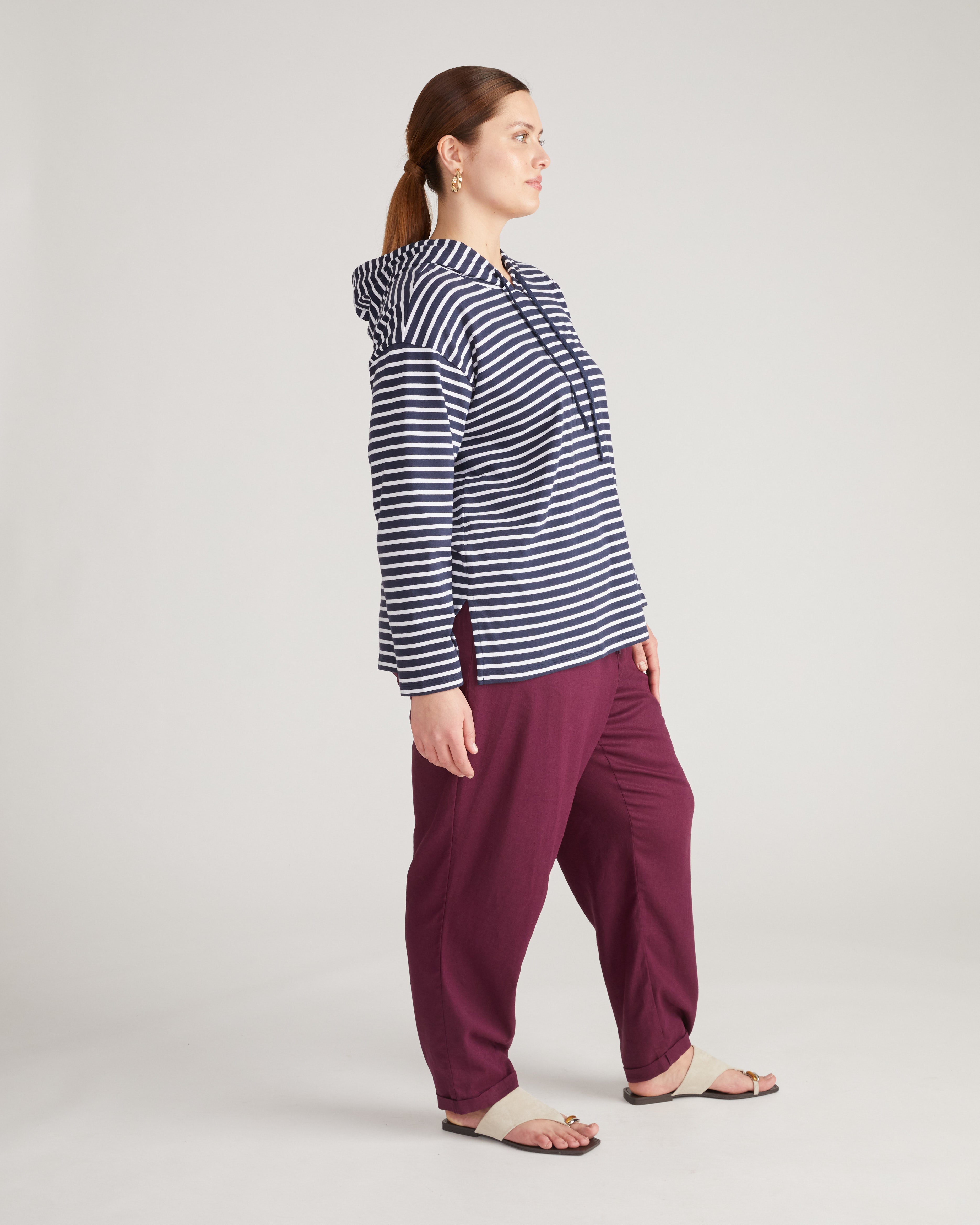 Baja Breton Stripe Hoodie - Navy/White Stripe